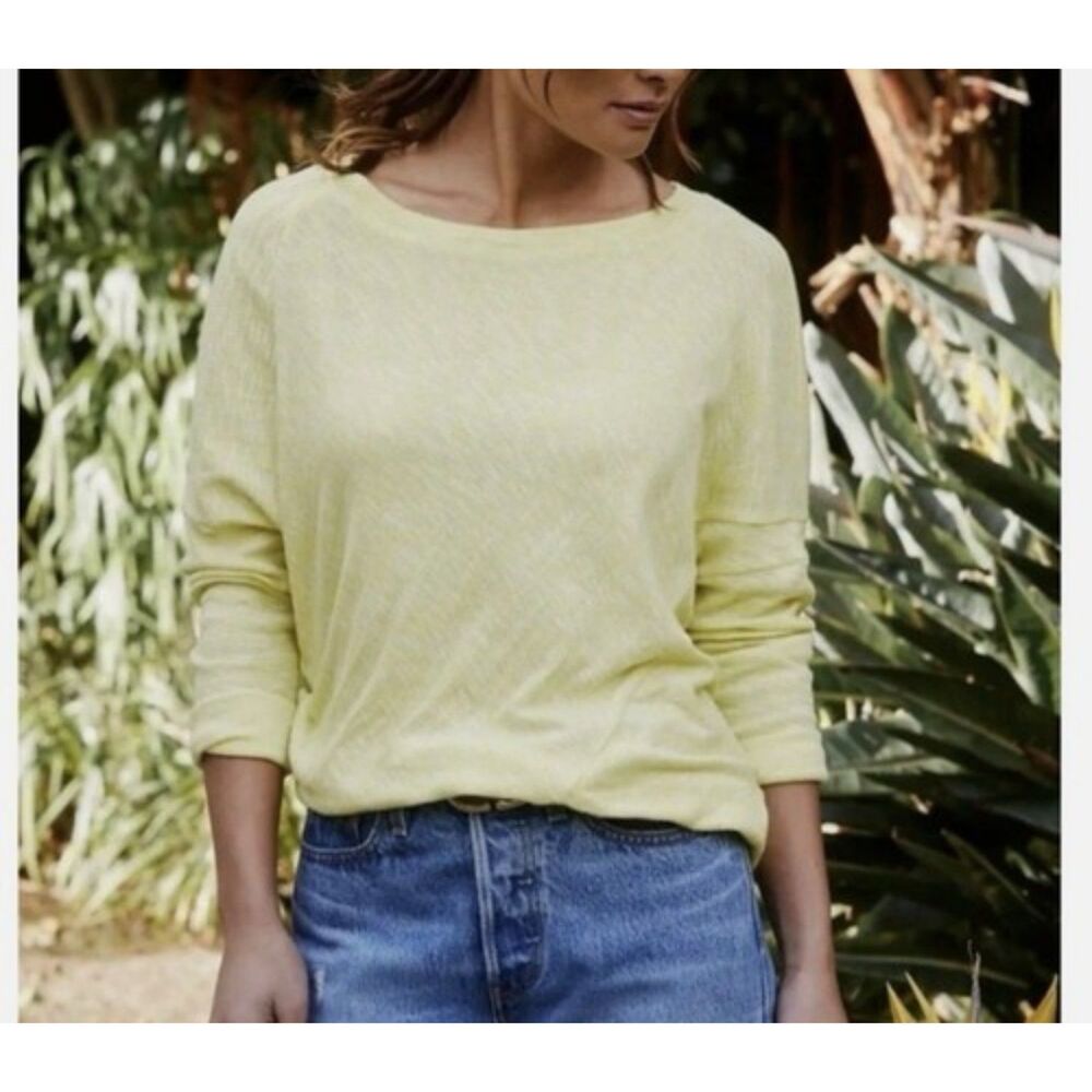 Anthropologie Damiana Dolman Sleeve Slouchy Pullover Top Small S Yellow Green